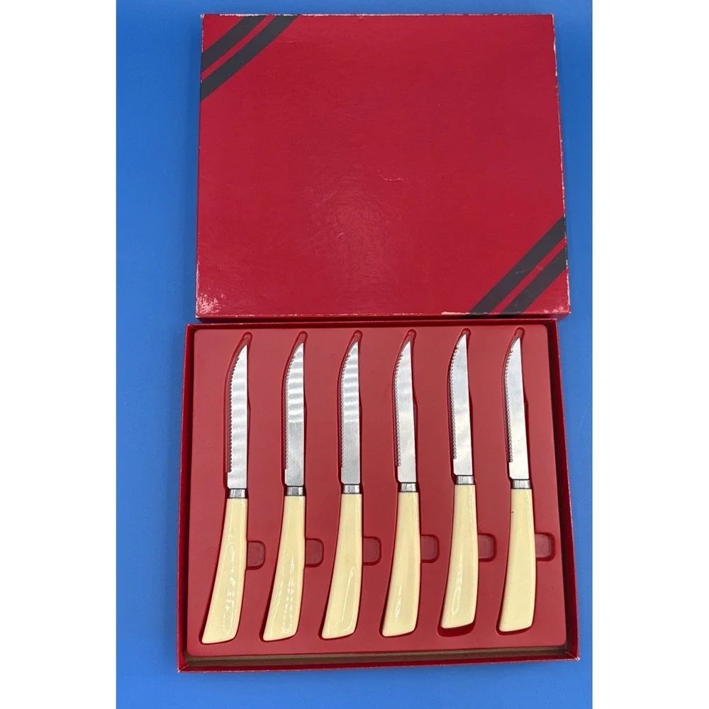 Vintage Boxed Vintage 1960s SET of 6 Stainless Steel Steak Knife Set